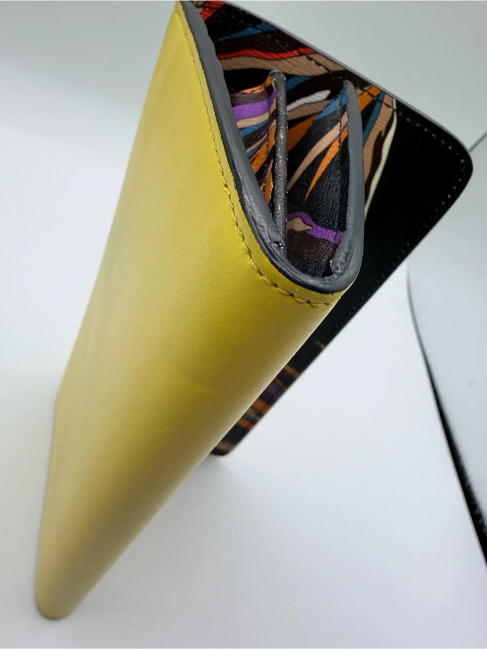 Emilio Pucci Yellow Leather Bird of Paradise Wallet with Logo